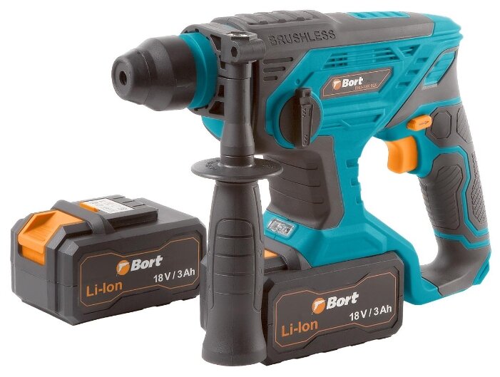 

Перфоратор Bort BHD-18X-BLK, аккумуляторный, SDS-Plus, 1.7 Дж, 1200 об/мин, 5200 уд/мин, 18V, 3 А·ч, Li-Ion, два акб, кейс, 2.6кг (93410235), BHD-18X-BLK