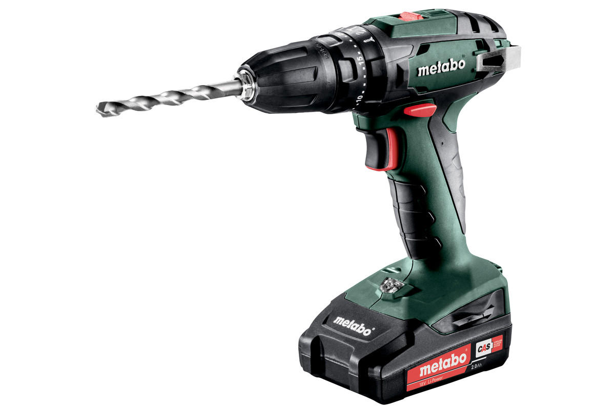 Дрель-шуруповерт Metabo SB 18, аккумуляторный, 48 Н·м, 1600 об/мин, 18V, 2 А·ч, Li-Ion, два акб, быстрозажимной патрон, кейс, 1.41кг (602245560)