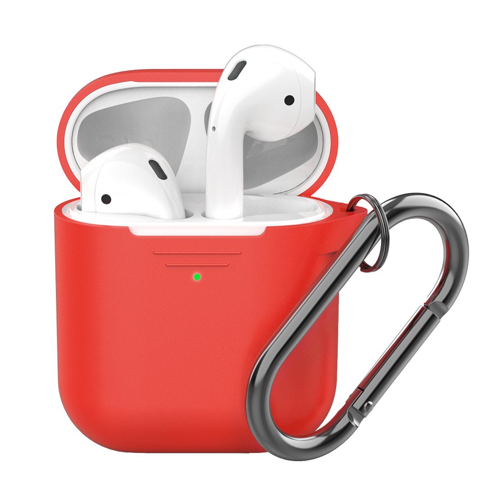 

Deppa Силиконовый чехол для AirPods, карабин, ремешок, красный [47012], для AirPods с карабином