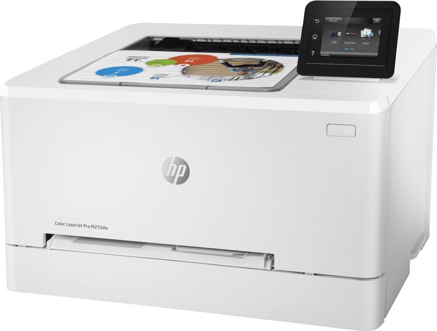 Принтер лазерный HP Color LaserJet Pro M255dw, A4, цветной, 21стр/мин (A4 ч/б), 21стр/мин (A4 цв.), 600x600dpi, дуплекс, сетевой, Wi-Fi, USB (7KW64A) - фото 1