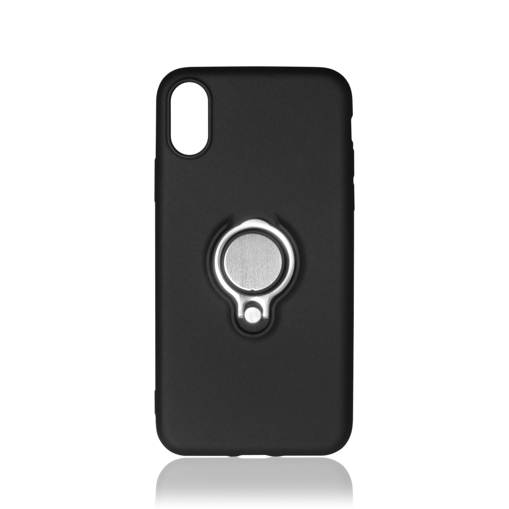 

Чехол DF c кольцом-держателем для смартфона Apple iPhone XS/X, силикон, черный (iRing-01)
