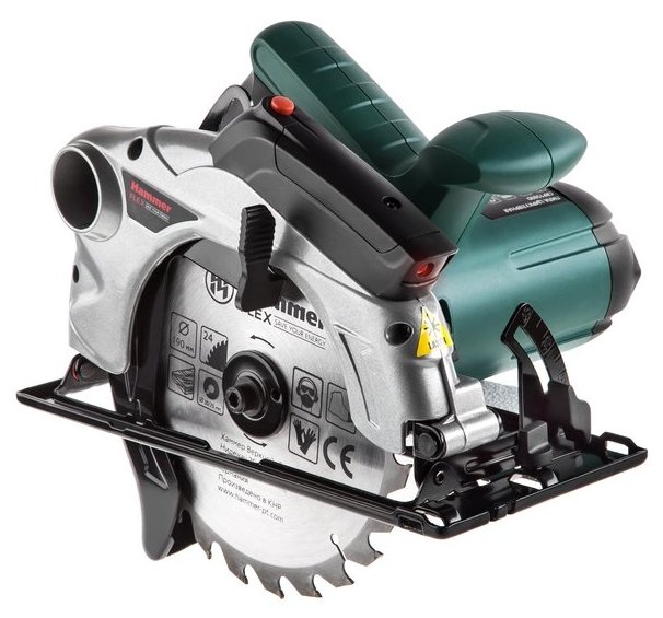 Дисковая пила Hammer CRP 1500 D, 1500Вт, 4700 об/мин, диаметр диска 190мм