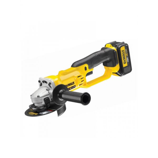 УШМ (болгарка) DeWALT DCG412M2, аккумуляторная, 125мм, 7000 об/мин, Li-Ion, 18В, 4 А·ч, регулировка частоты вращения, кейс, 2.9кг (DCG412M2-QW)