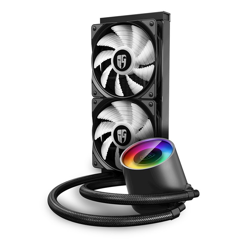 

Жидкостное охлаждение Deepcool Castle 240 RGB V2 для Socket 115x/2066/2011/2011-3/1356/1366/AM4/AM3/AM3+/FM1/AM2+/FM2/FM2+TR4/sWRX8, 250 Вт, 2x120мм, RGB LED (DP-GS-H12AR-CSL240V2), Castle 240 RGB V2