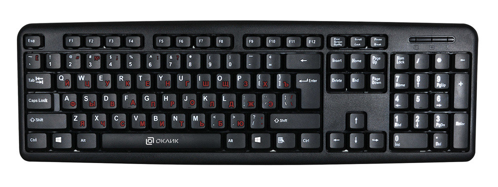 

Клавиатура проводная Oklick 90MV2, мембранная, USB, черный, 90MV2