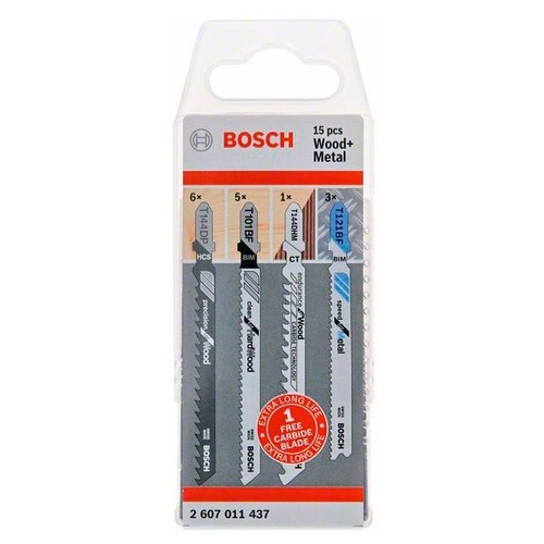 

Набор пилок для лобзика Bosch L92-100, быстрый рез, чистый, дерево, металл, 15шт. (2607011437)