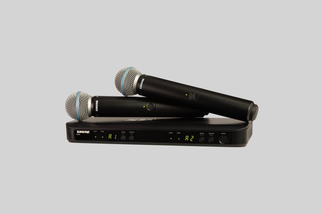 Радиосистема SHURE BLX288/B58, беспроводной, аттенюатор 10 дБ, QuickScan, два микрофона, черный