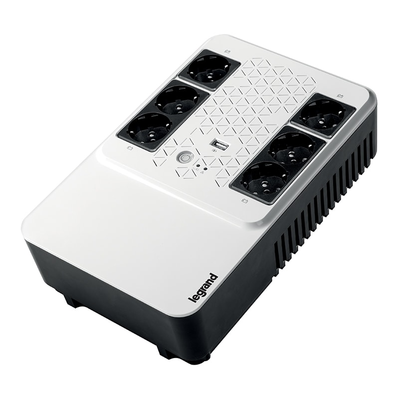

ИБП Legrand Keor Multiplug, 600VA, 360W, EURO, розеток - 6, USB, белый/черный (310081), Keor Multiplug