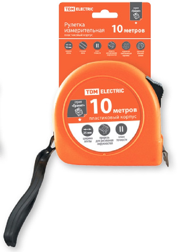 

Рулетка 10м x 25мм, TDM ELECTRIC Гранит (SQ1018-0104), 0