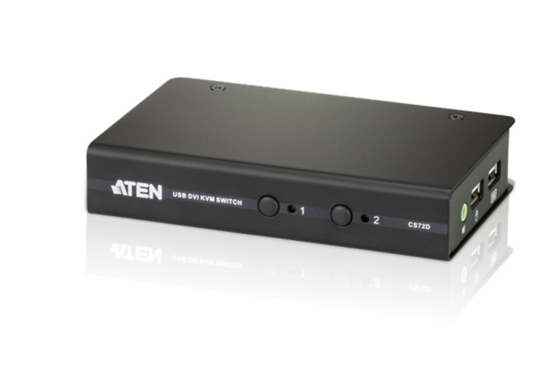 

Коммутатор KVM (КВМ) ATEN CS72D, 2-ПК, DVI-D до 1920x1200, клавиатура USB, мышь USB (CS72D-AT), CS72D