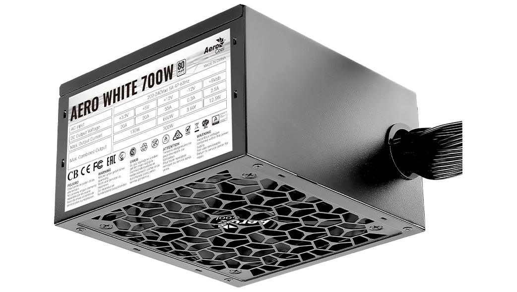 Блок питания 700 Вт, AeroCool Aero White, 120 мм 80 Plus