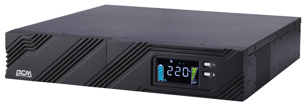 ИБП Powercom SMART KING PRO+ SPR-3000 LCD, 3000 В·А, 2.4 кВт, IEC, розеток - 9, USB, черный