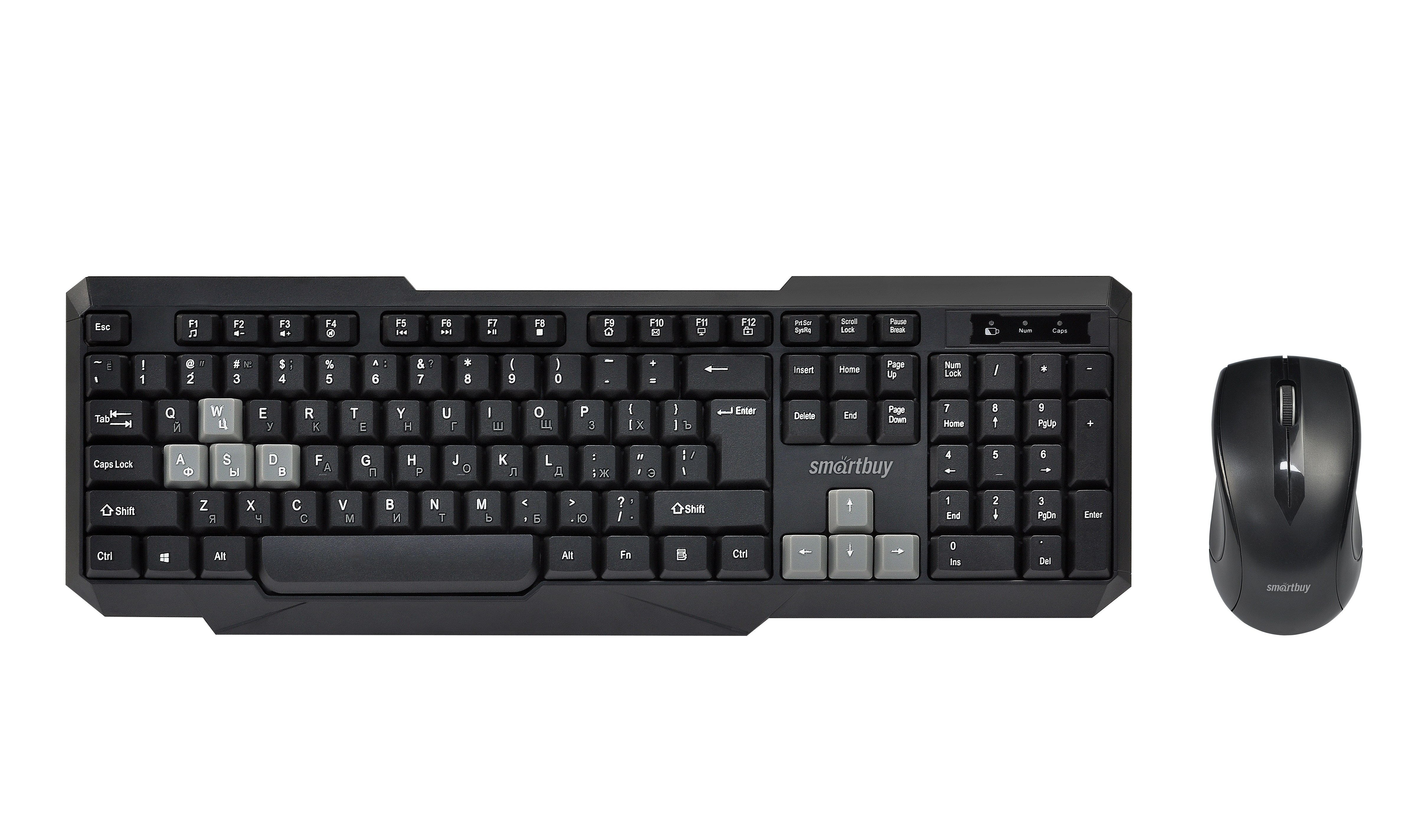 Клавиатура + мышь SmartBuy ONE, беспроводной, USB, черный/серый (SBC-230346AG-KG), цвет черный/серый - фото 1