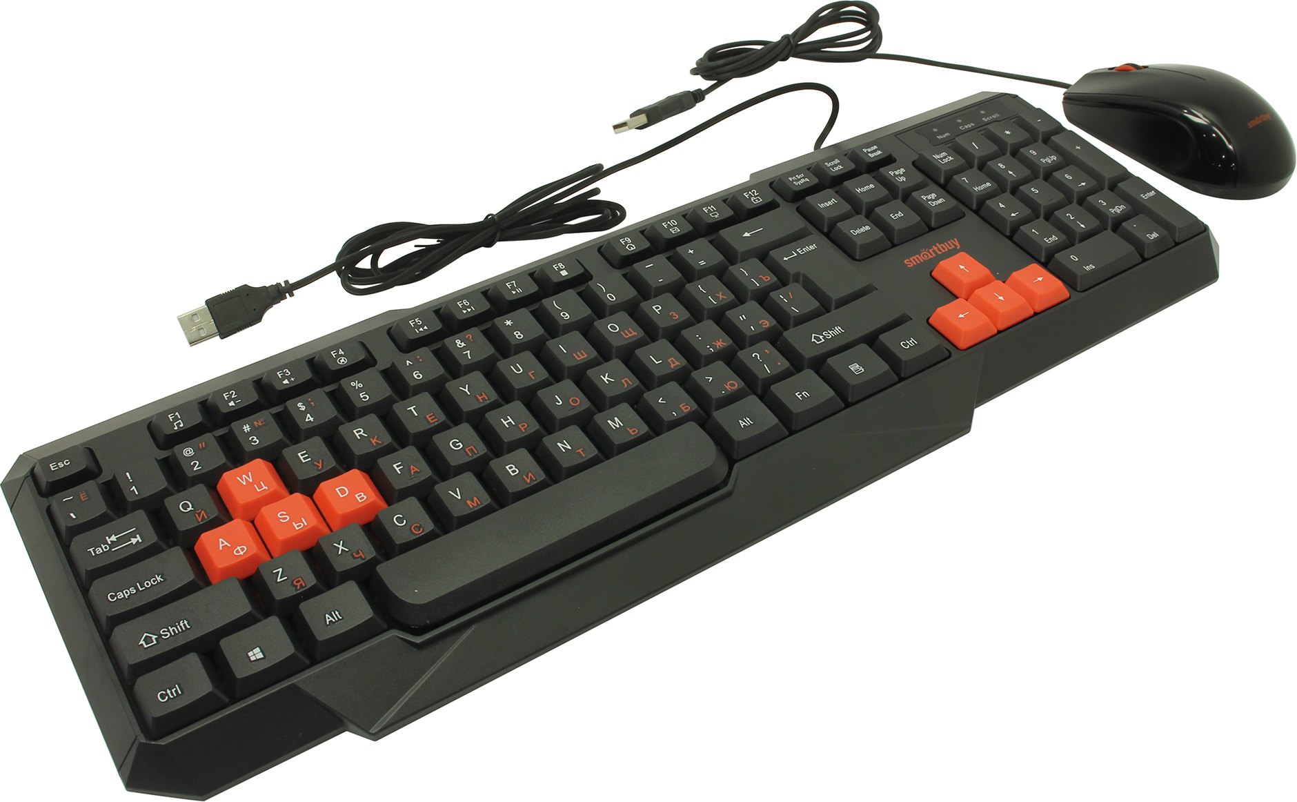 Клавиатура + мышь SmartBuy ONE 230346, USB, черный/красный (SBC-230346-KR), цвет черный/красный - фото 1