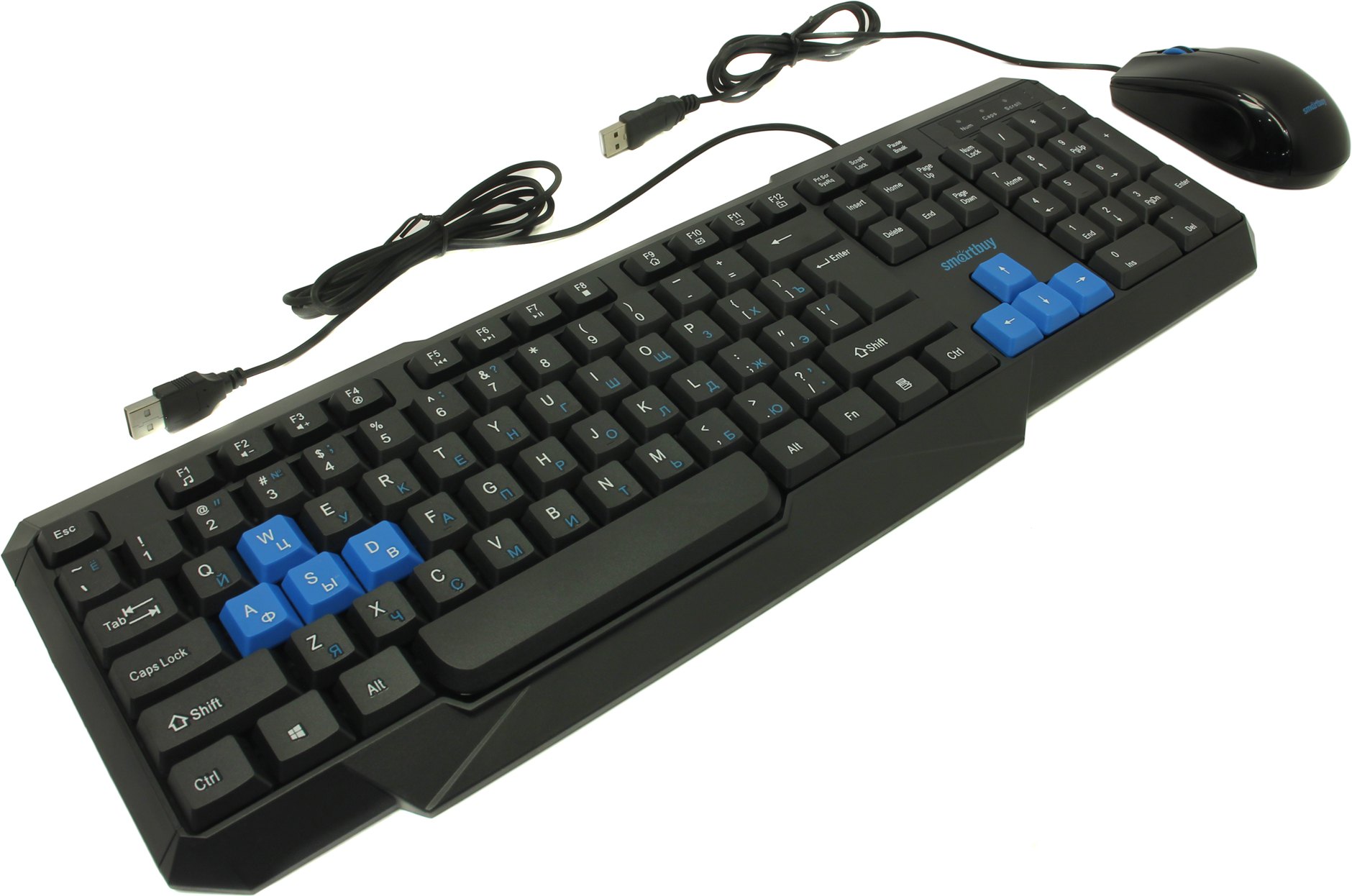 Клавиатура + мышь SmartBuy ONE 230346, USB, черный/синий (SBC-230346-KB), цвет черный/синий - фото 1