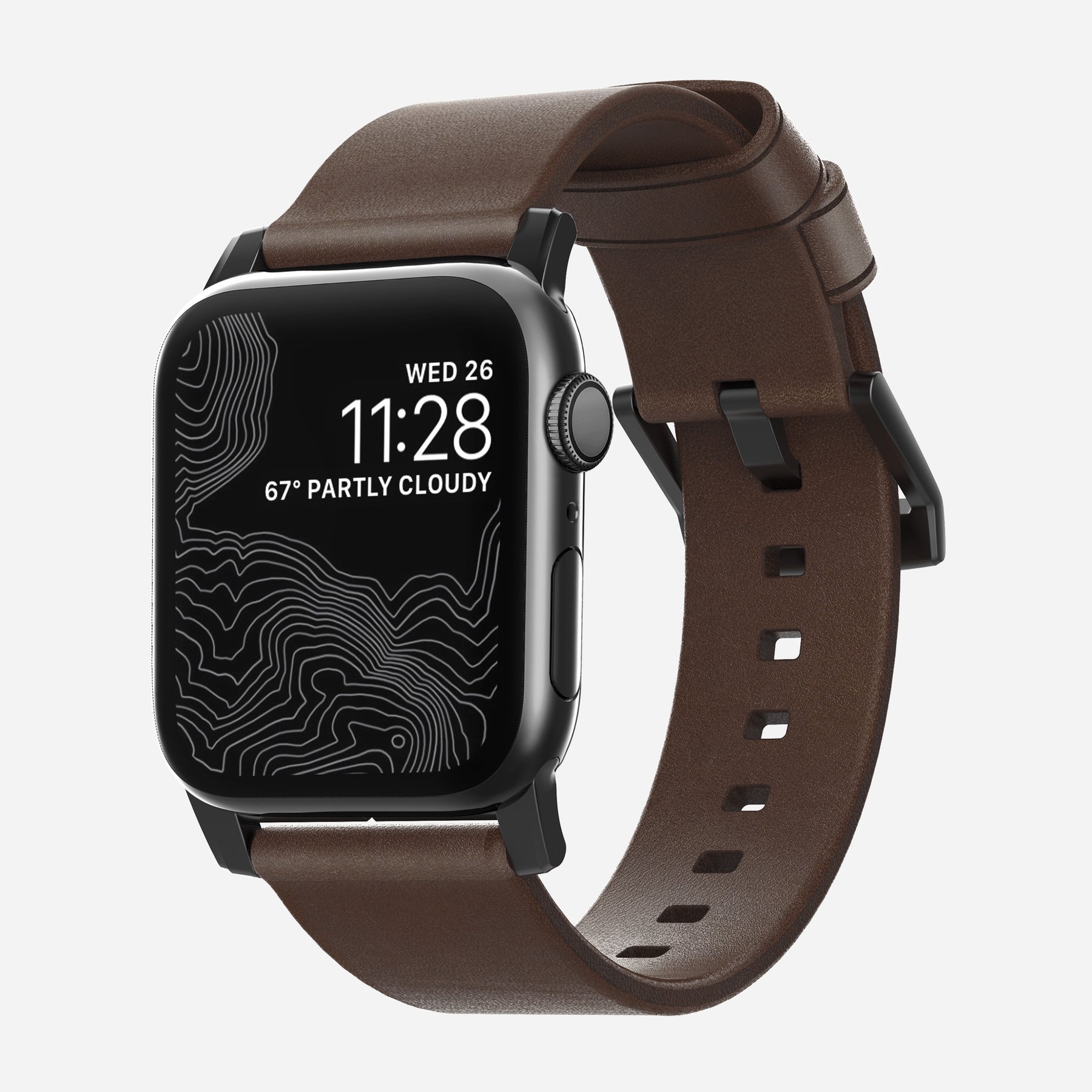 

Ремешок Nomad Modern Strap для Apple Watch, кожа, темно-коричневый/черный (NM1A4RBM00)
