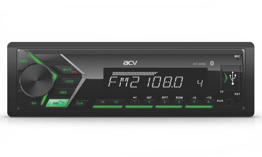 

Автомагнитола ACV AVS-814BG, 1 DIN, 4x50 Вт, USB, черный, AVS-814BG