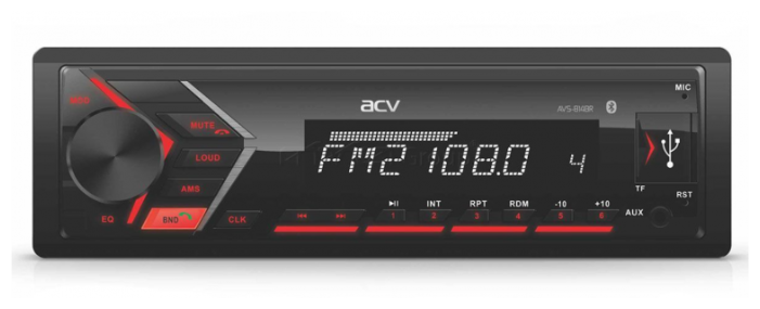 

Автомагнитола ACV AVS-814BR, 1 DIN, 4x50 Вт, USB, черный, AVS-814BR