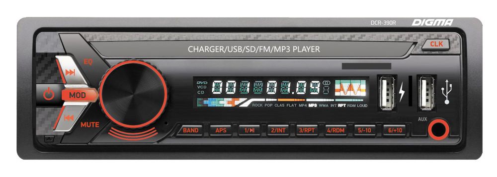 Автомагнитола Digma DCR-390R, 1 DIN, 4x45 Вт