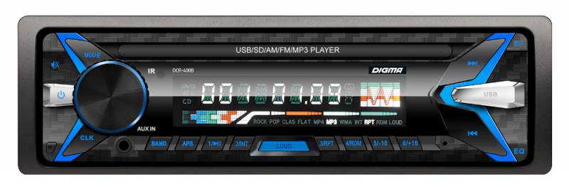 

Автомагнитола Digma DCR-400B, 1 DIN, 4x45 Вт, USB, DCR-400B