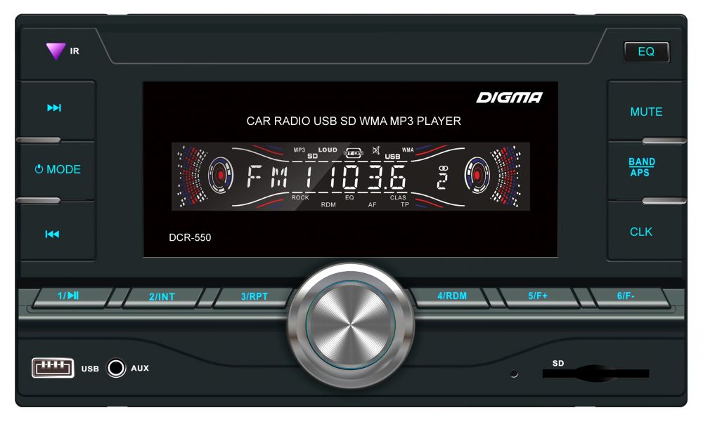 

Автомагнитола Digma DCR-550, 2 DIN, 4x50 Вт, USB, DCR-550