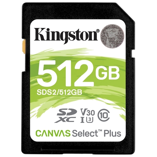 

Карта памяти 512Gb SDXC Kingston Canvas Select Plus Class 10 UHS-I U3 V30 (SDS2/512GB), SDS2/512GB