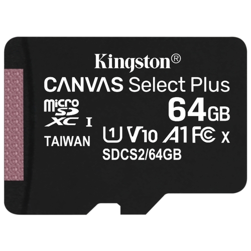 

Карта памяти 64Gb microSDXC Kingston Canvas Select Plus Class 10 UHS-I U1 V10 A1 (SDCS2/64GBSP), SDCS2/64GBSP