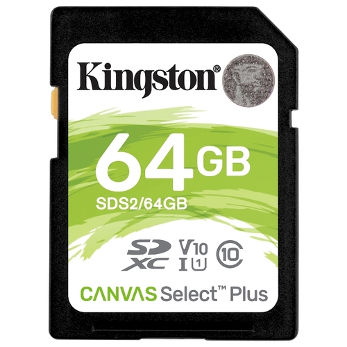 Карта памяти 64Gb SDXC Kingston Canvas Select Plus Class 10 UHS-I U1 V10 (SDS2/64GB)