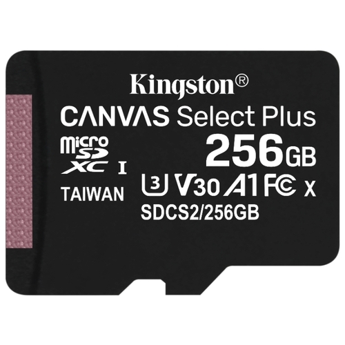 Карта памяти 256Gb microSDXC Kingston Canvas Select Plus Class 10 UHS-I U3 V30 A1 (SDCS2/256GBSP)