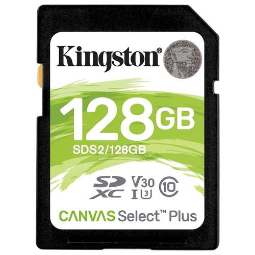 Карта памяти 128Gb SDXC Kingston Canvas Select Plus Class 10 UHS-I U3 V30 (SDS2/128GB)