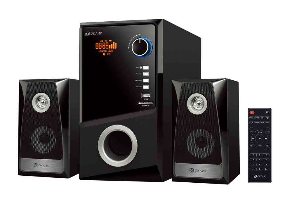 

Акустика 2.1 Oklick OK-442, 65 Вт, FM, USB, SD, Bluetooth, черный, OK-442