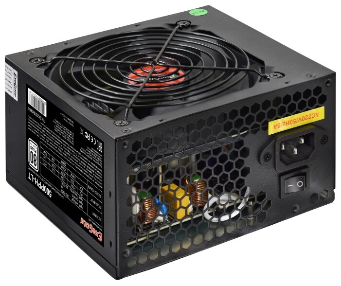 

Блок питания 500 Вт ATX Exegate 500PPH-LT, 120 мм, 80 Plus (EX282040RUS), Черный, 500PPH-LT