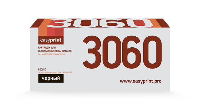 

Картридж лазерный EasyPrint LK-3060 (TK-3060), черный, 14500 страниц, совместимый, для Kyocera ECOSYS M3145idn/M3645idn с чипом