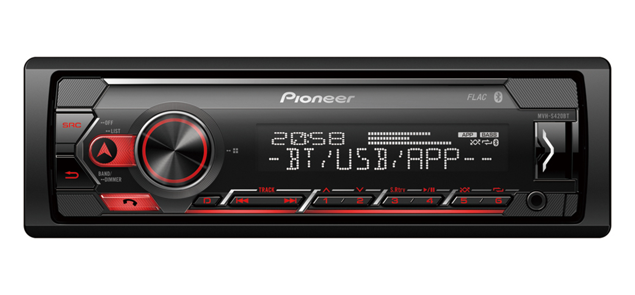 

Автомагнитола Pioneer MVH-S420BT, 1 DIN, 4x50W, USB черный, MVH-S420BT