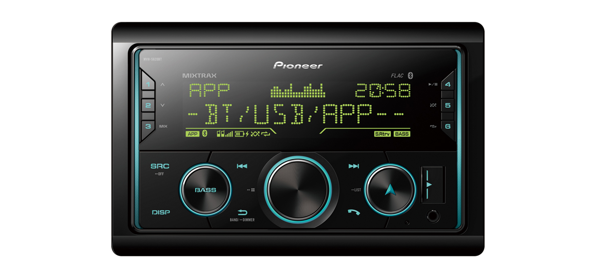 

Автомагнитола Pioneer MVH-S620BT, 2 DIN, 4x50 Вт, USB, черный (MVH-S620BT), MVH-S620BT