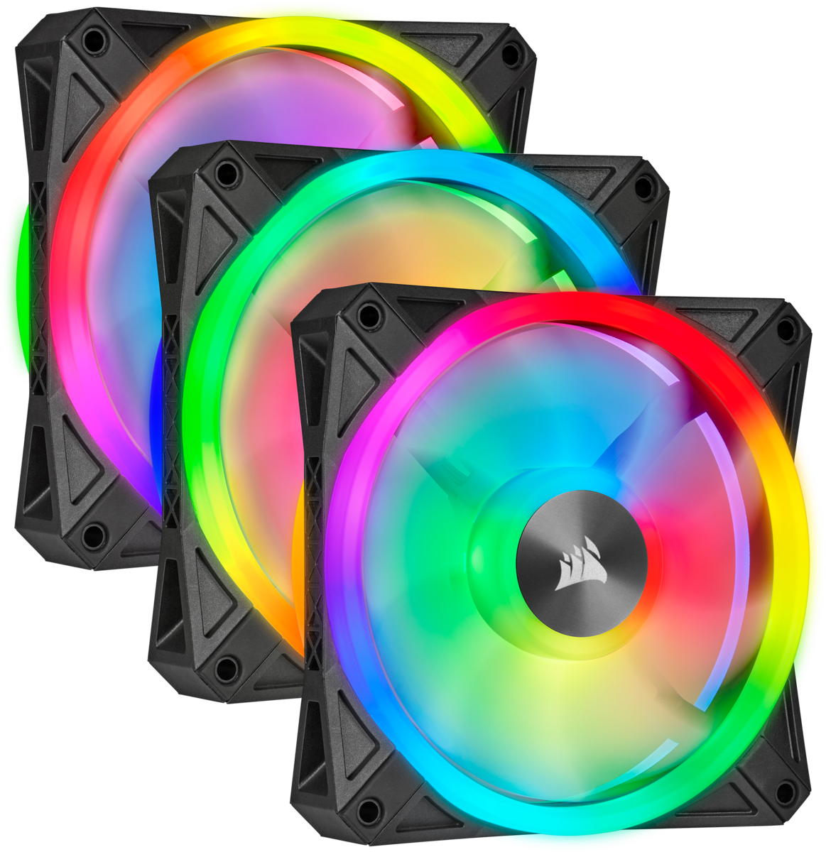 

Набор вентиляторов Corsair iCUE QL120, 120мм, 1500rpm, 26 дБ, 4-pin PWM, 3шт, RGB (CO-9050098-WW), iCUE QL120