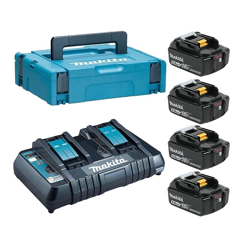 

Набор Makita 18V, 5Ah, Li-Ion, для Makita PowerPack DC18RD + 4xBL1850B + MakPac (198312-4), PowerPack DC18RD + 4xBL1850B + MakPac