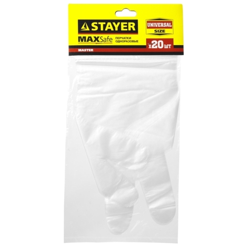 Перчатки полиэтилен, пар в упаковке: 10, универсальные, STAYER MASTER (1150-H20_z01)