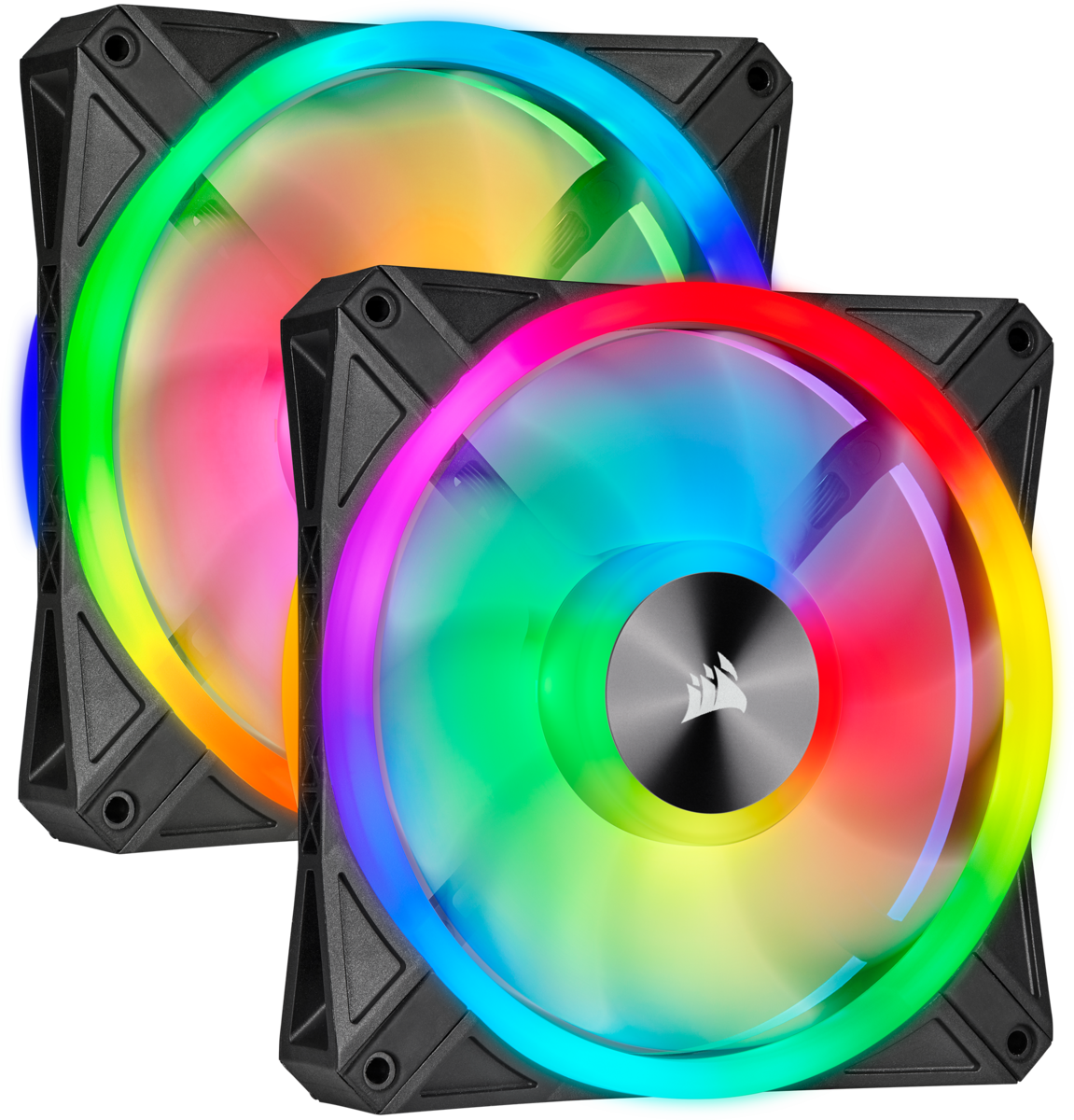 

Комплект вентиляторов Corsair iCUE QL140 RGB, 140мм, 1250rpm, 26 дБ, 4-pin PWM, 2шт, RGB (CO-9050100-WW), iCUE QL140 RGB