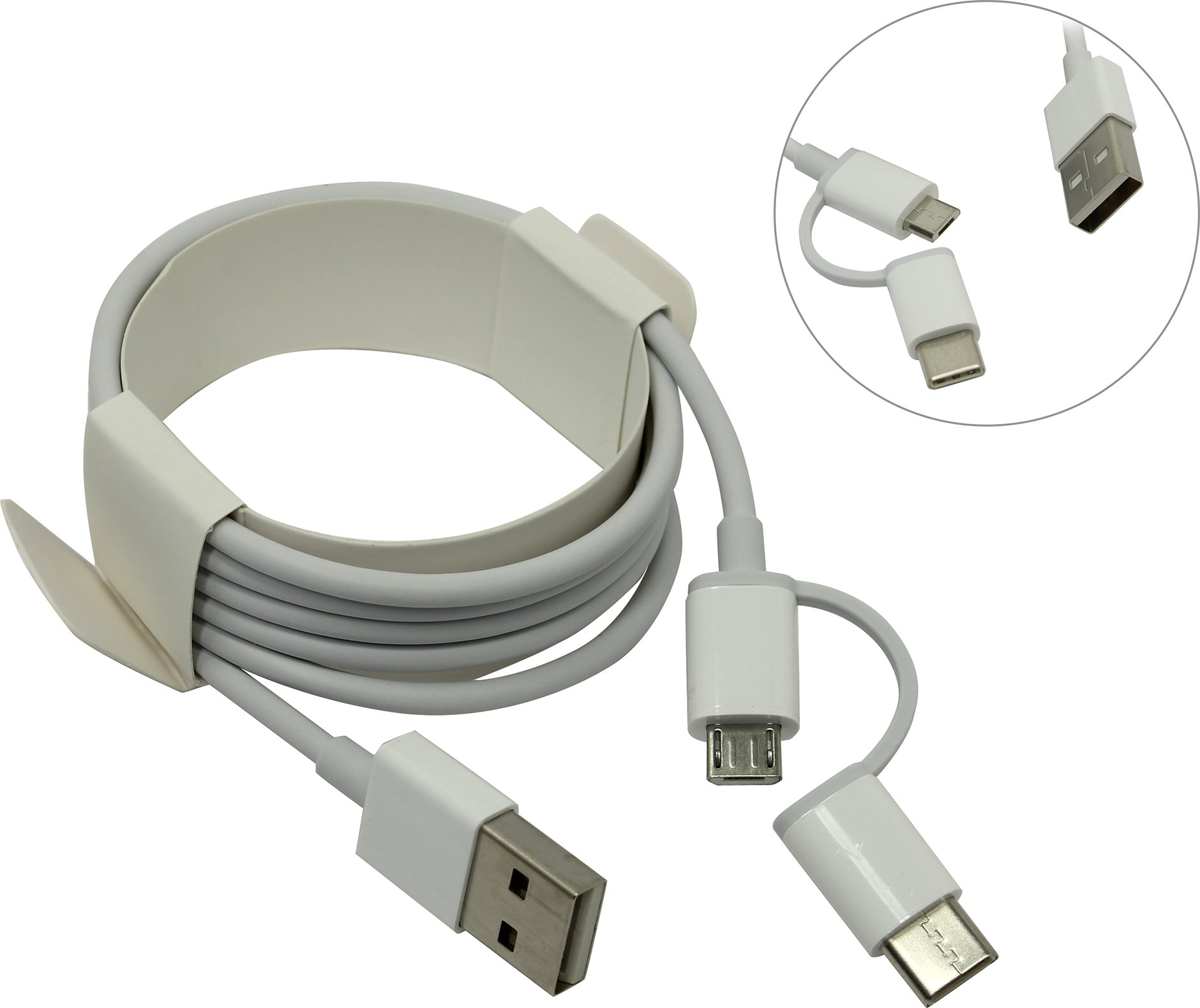 

Кабель USB2.0-Micro USB to Type C, Xiaomi, 2-in-1, 1м, белый (SJV4082TY)