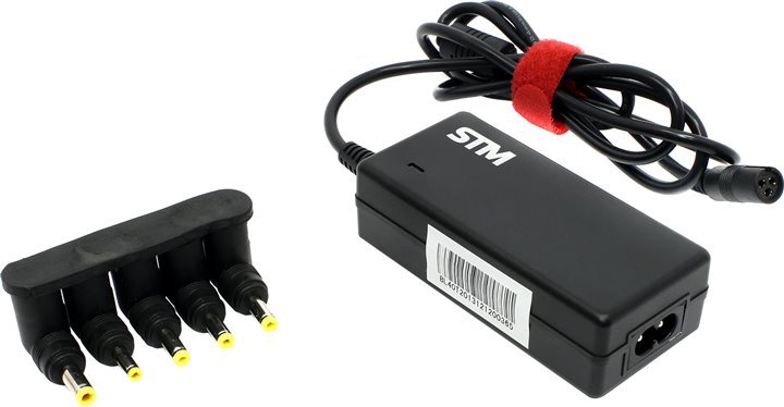 

Адаптер питания ноутбука сетевой STM BL40 универсальный, 40W, 19.5V, коннектор 5 сменных разъемов, черный, BL40