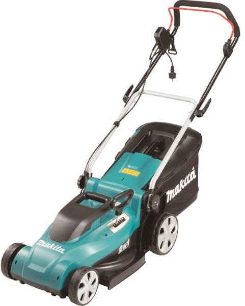 

Колесная газонокосилка Makita ELM4120, электрическая, 1600Вт, ширина скашивания 41см, высота скашивания 20мм-75мм, объем травосборника, 14.5кг, ELM4120
