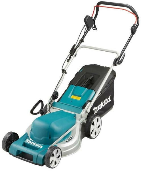 

Колесная газонокосилка Makita ELM4121, электрическая, 1600Вт, ширина скашивания 41см, высота скашивания 20мм-75мм, объем травосборника, 14.5кг, ELM4121