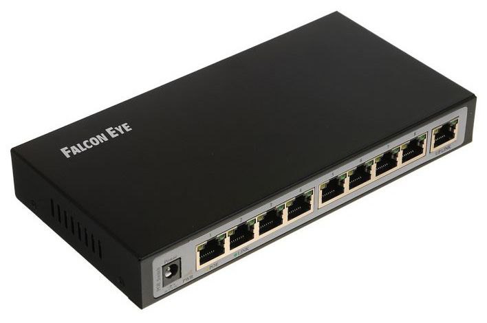 Коммутатор Falcon Eye FE-108E-POE, кол-во портов: 8x100 Мбит/с, кол-во SFP/uplink: RJ-45 1x100 Мбит/с, PoE: 8x15.4Вт (макс. 120Вт) (FE-108E-POE)