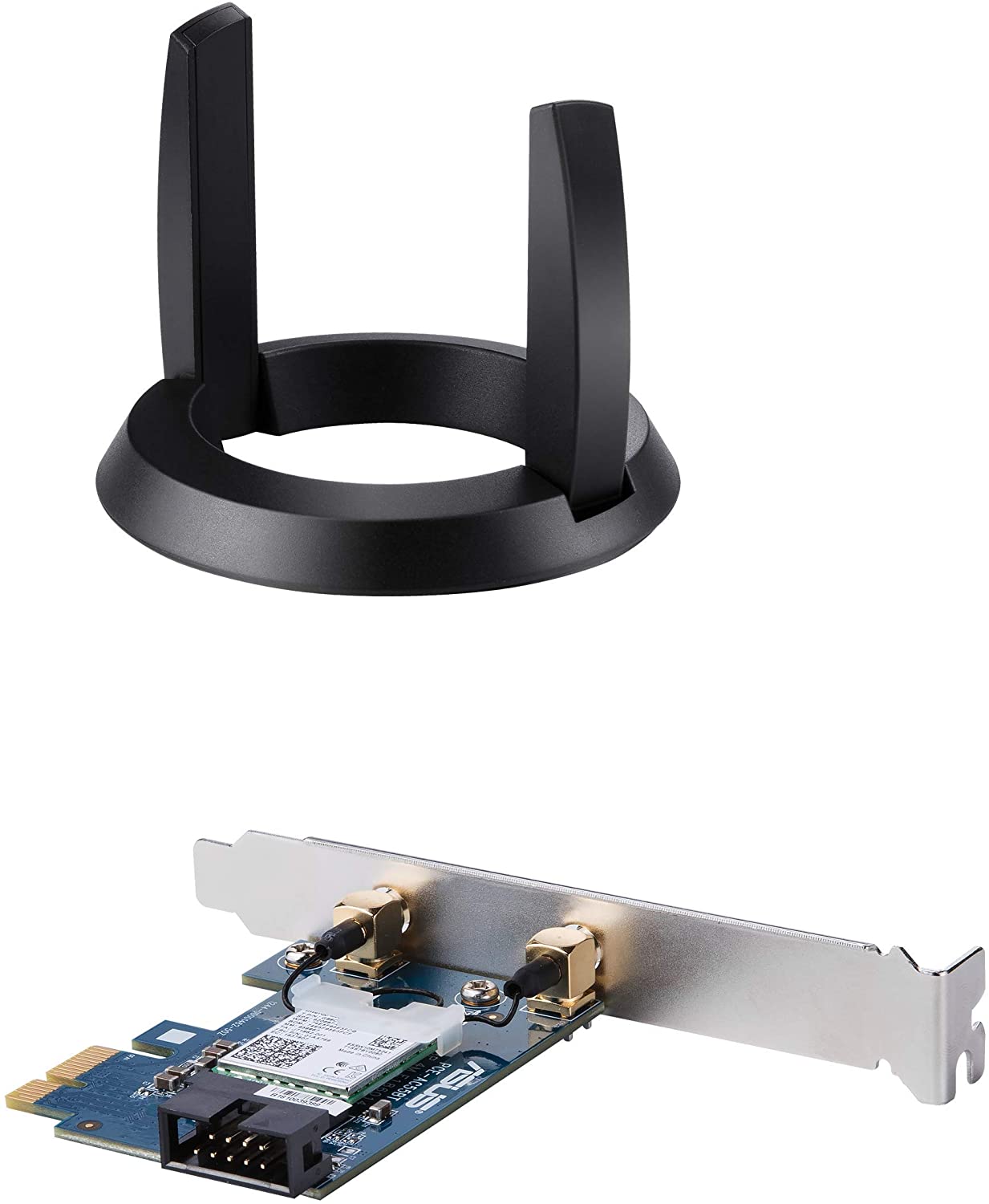 

Адаптер Bluetooth+Wi-Fi ASUS PCE-AC58BT, 802.11a/b/g/n/ac, 2.4 / 5 ГГц, до 1.73 Гбит/с, PCI-E, внешних антенн: 2 (90IG04S0-MM0R10), PCE-AC58BT