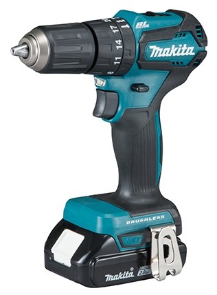 Дрель-шуруповерт Makita DHP483SYE, аккумуляторный, 40 Н·м, 1700 об/мин, 18V, 1.5 А·ч, Li-Ion, два акб, быстрозажимной патрон, кейс, 1.6кг