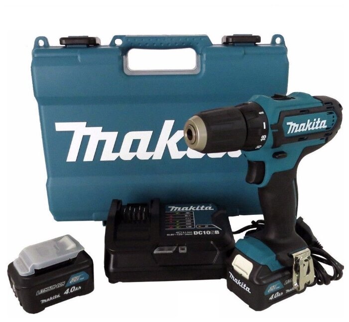 

Дрель-шуруповерт Makita HP333DWME, аккумуляторный, 30 Н·м, 1700 об/мин, 10.8V, 4 А·ч, Li-Ion, два акб, быстрозажимной патрон, кейс, 1.2кг, HP333DWME