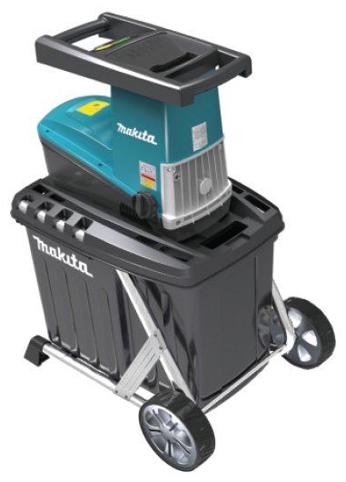 Садовый измельчитель Makita UD2500, электрический, 2.5кВт, фрезерная, пропускная способность 40 кг/ч, диаметр веток до 45мм, контейнер на 67л, 31кг