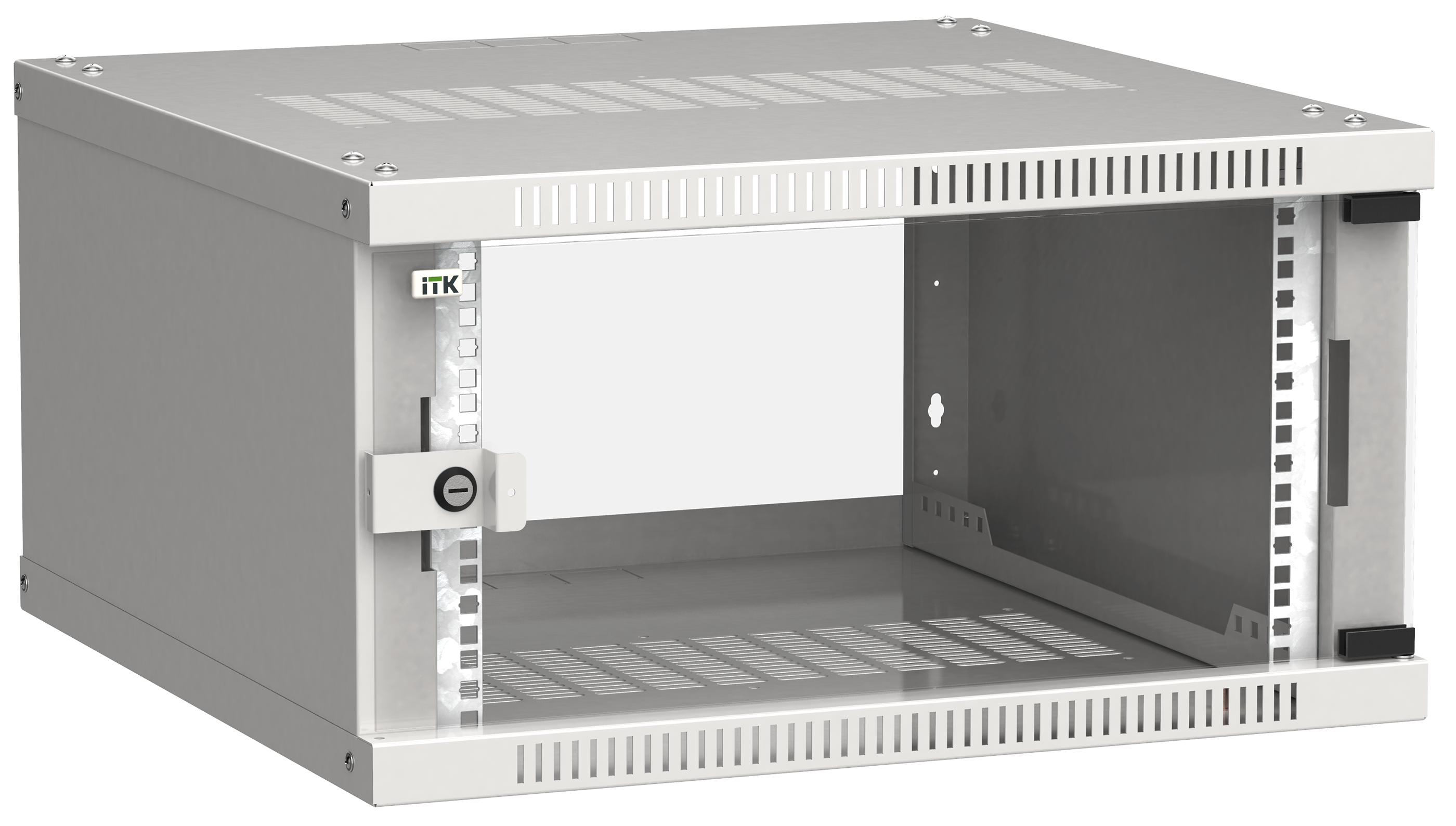 Шкаф телекоммуникационный настенный 6U 600x600 мм, стекло, серый, разборный, ITK LINEA WE (LWE3-06U66-GF)