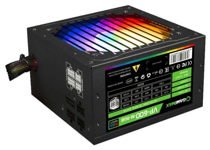 

Блок питания 600 Вт ATX GameMax VP-600-M-RGB, 120 мм, 80 Plus, VP-600-M-RGB